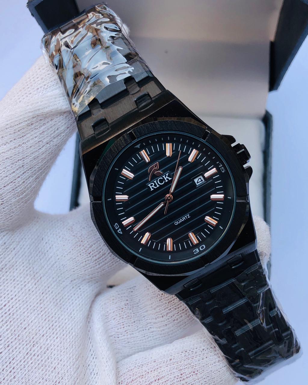 RICK Black Luxury Stainless Steel Watch for Men – Quartz Date Function | 1 Year Warranty | article 244