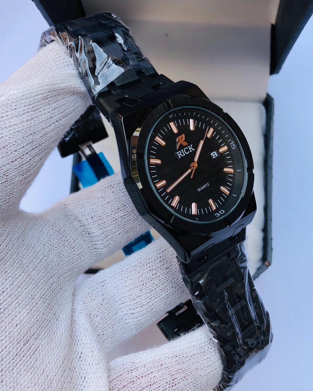 RICK Black Luxury Stainless Steel Watch for Men – Quartz Date Function | 1 Year Warranty | article 244