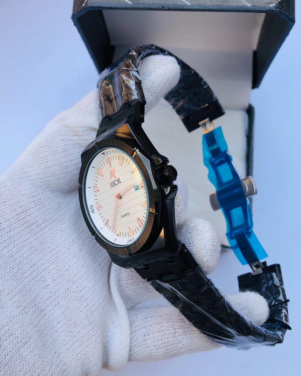 RICK Black Luxury Stainless Steel Watch for Men – Quartz Date Function | 1 Year Warranty | article 244