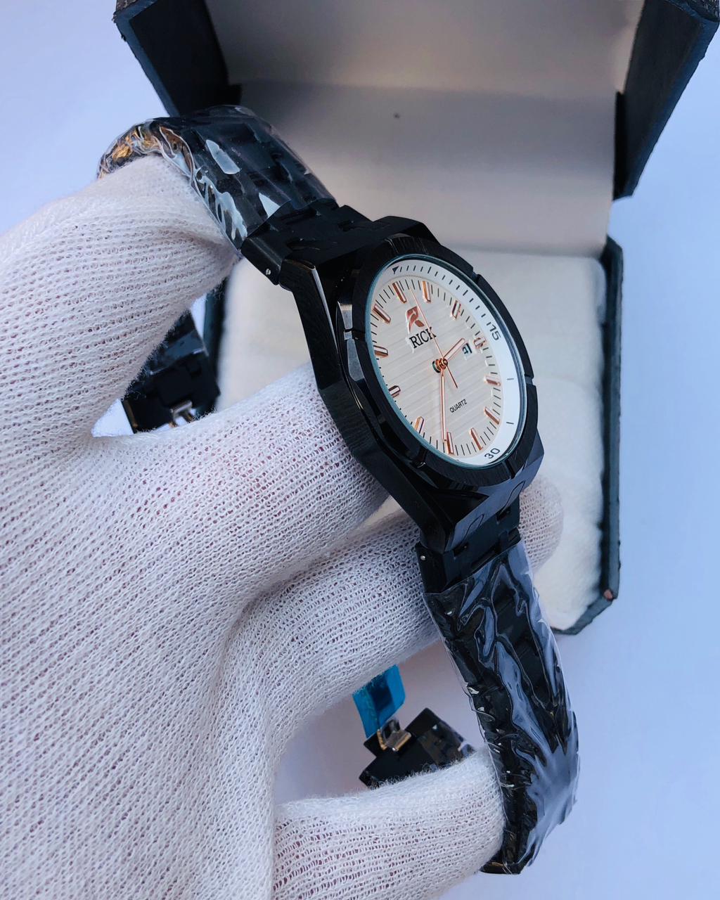 RICK Black Luxury Stainless Steel Watch for Men – Quartz Date Function | 1 Year Warranty | article 244