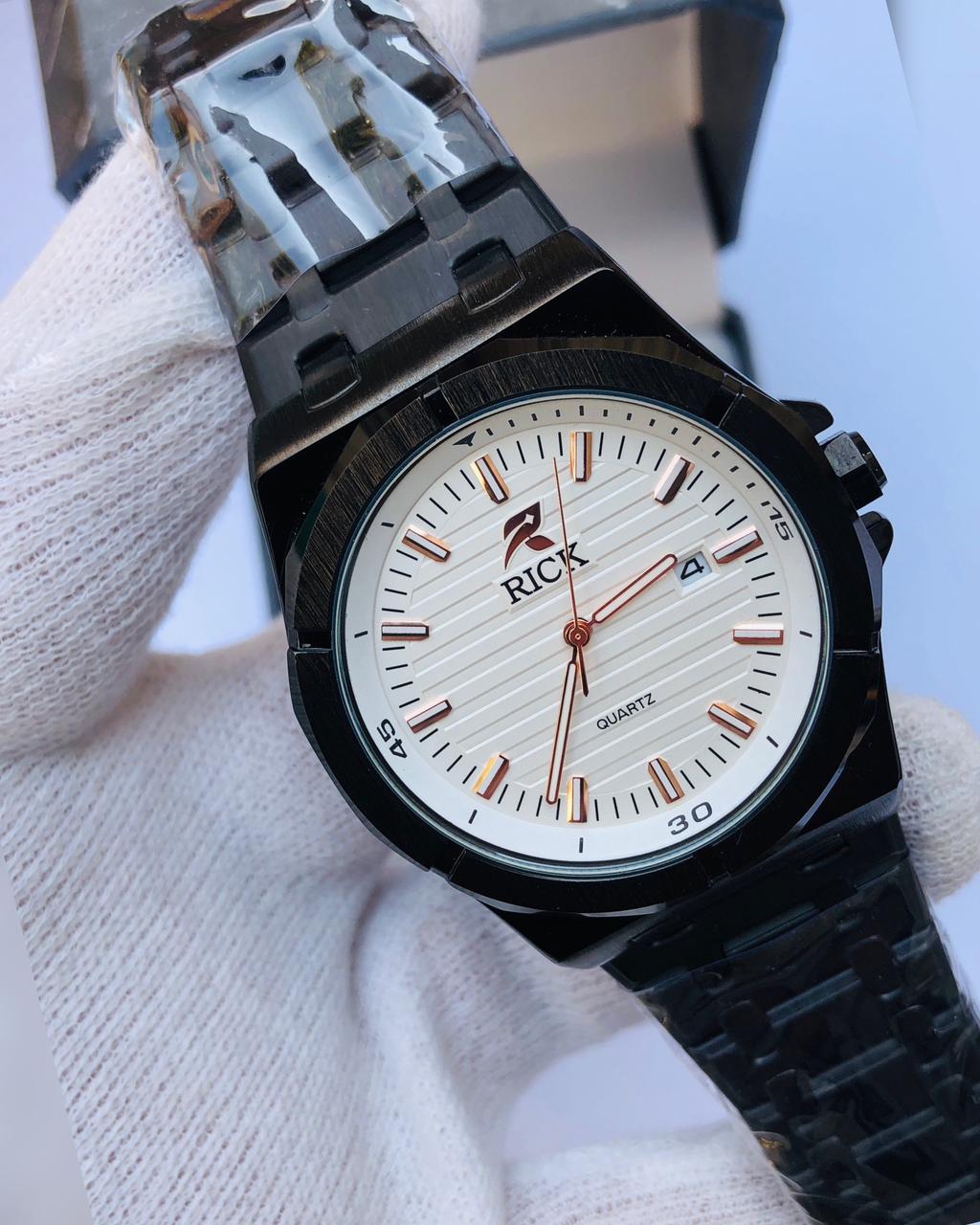 RICK Black Luxury Stainless Steel Watch for Men – Quartz Date Function | 1 Year Warranty | article 244