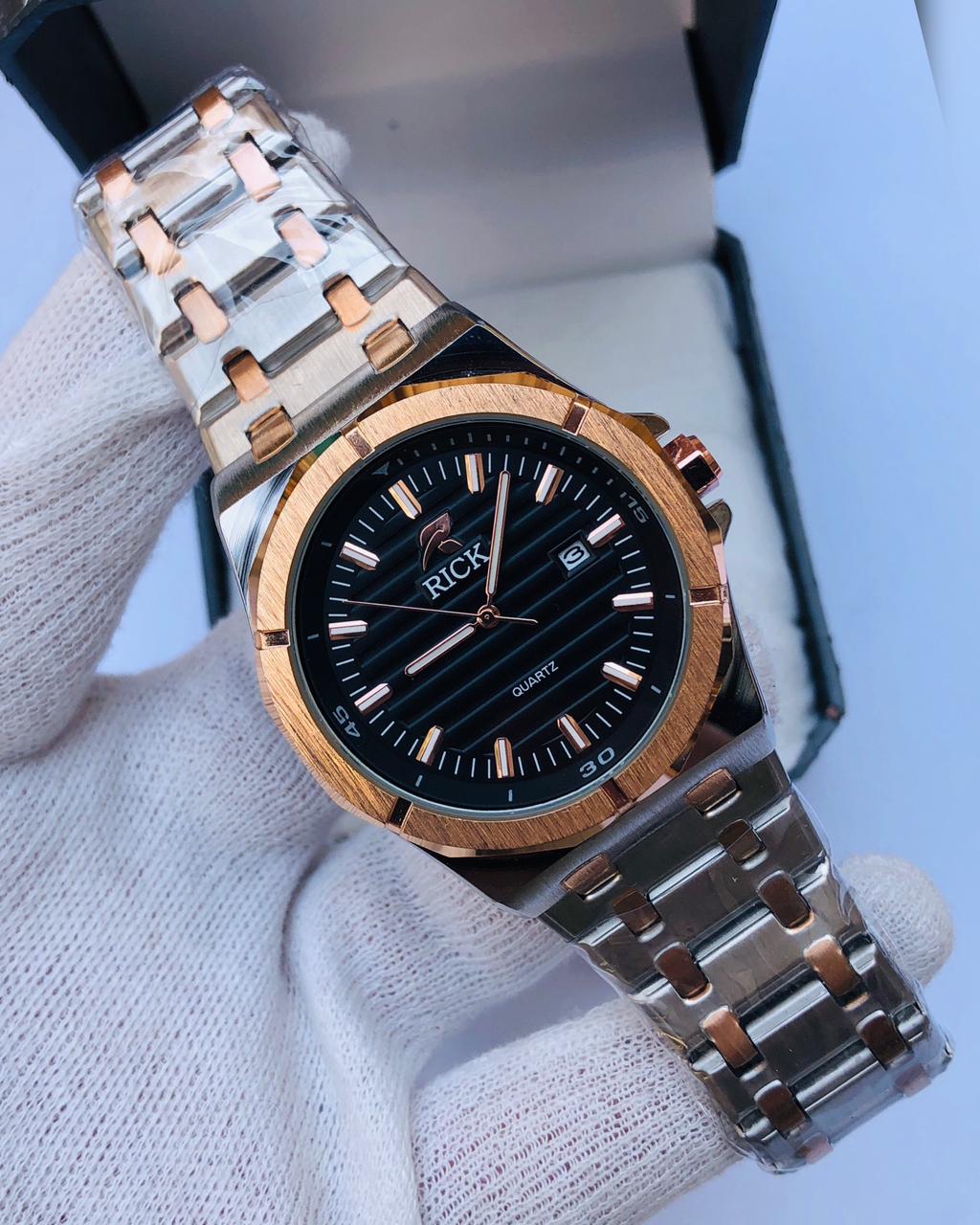 RICK Two-Tone Gold & Silver Luxury Quartz Watch for Men – Stainless Steel Date Watch | 1 Year Warranty | article 241