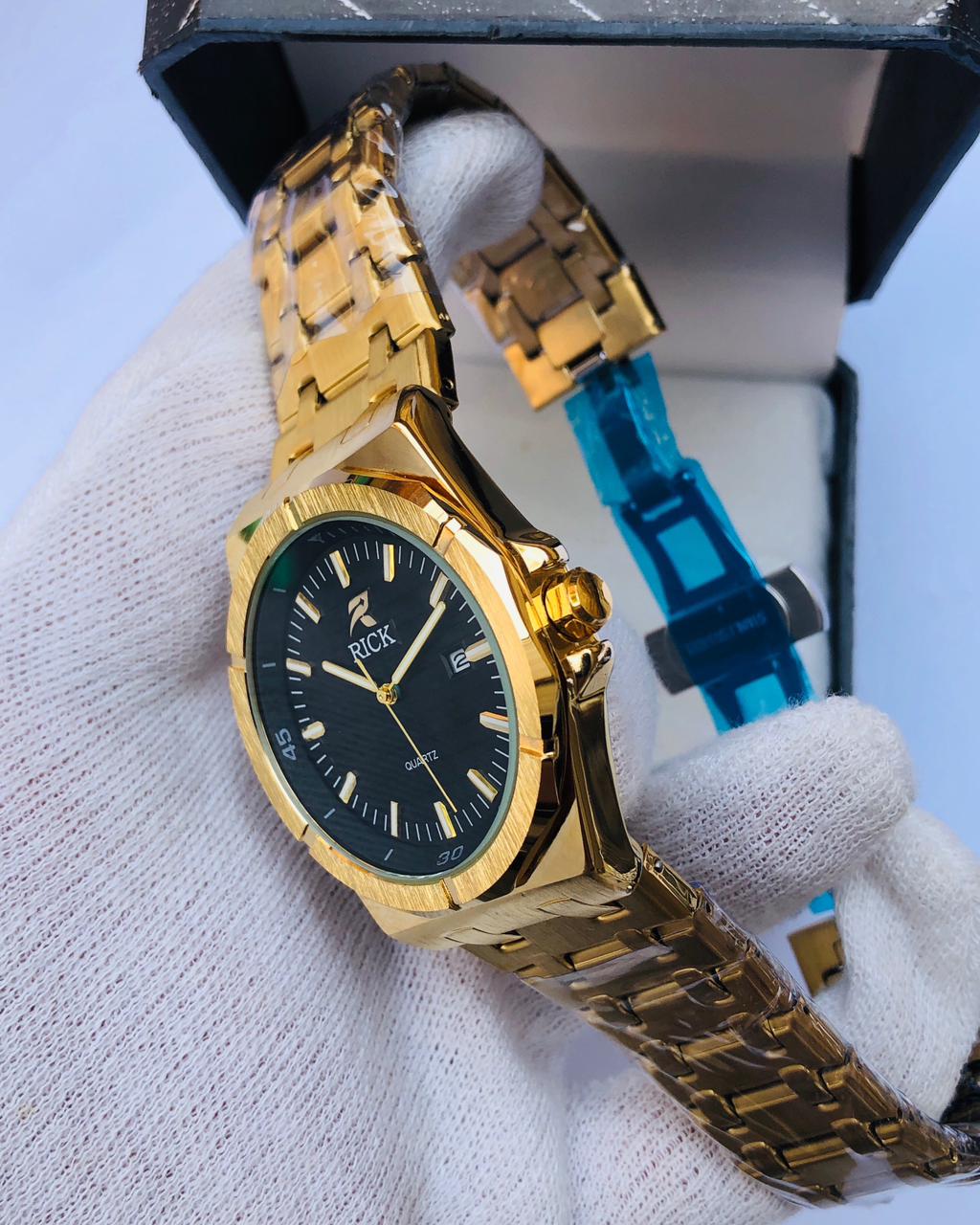 RICK Premium Gold Stainless Steel Quartz Watch for Men – Luxury Date Display | 1 Year Warranty | article 242