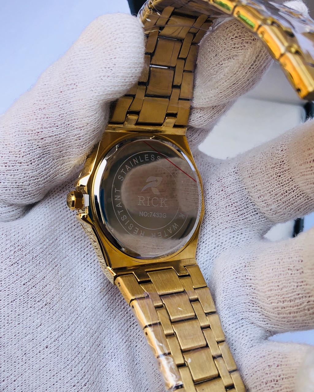 RICK Premium Gold Stainless Steel Quartz Watch for Men – Luxury Date Display | 1 Year Warranty | article 242