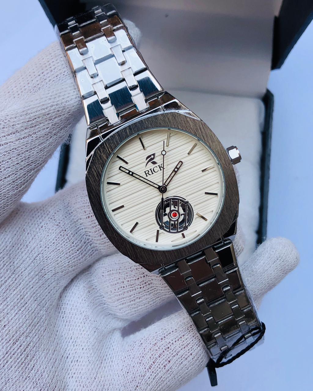 RICK Classic Silver Stainless Steel Men’s Watch – Black Dial | Article No: RK-26S | 1 Year Warranty