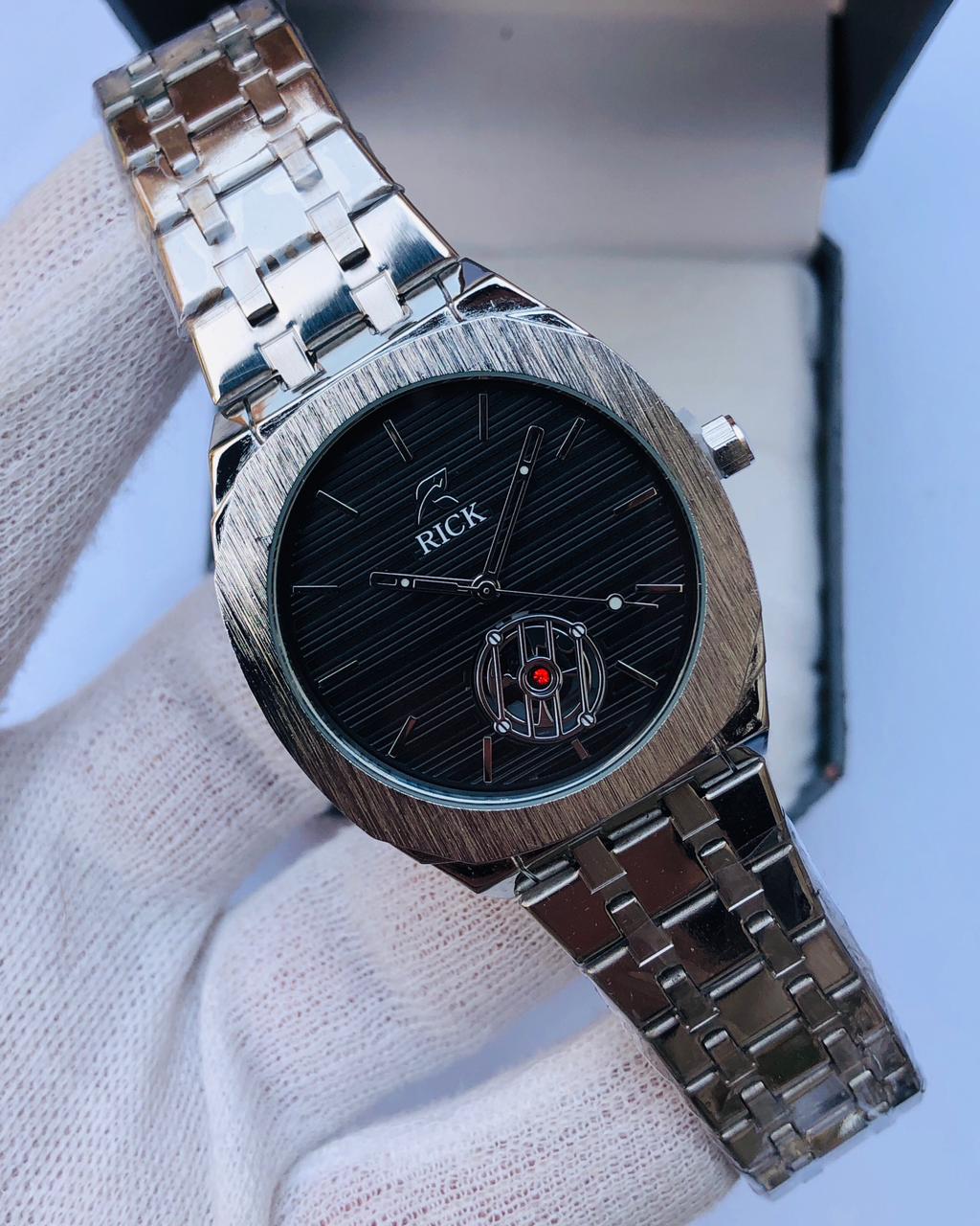 RICK Classic Silver Stainless Steel Men’s Watch – Black Dial | Article No: RK-26S | 1 Year Warranty