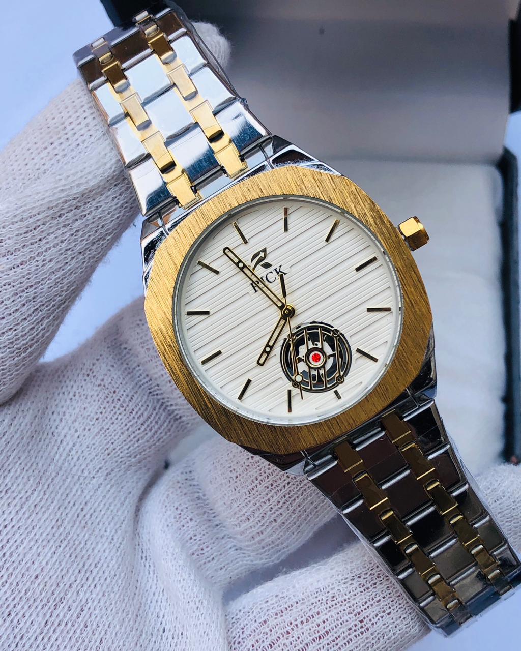 RICK Two-Tone Gold & Silver Luxury Watch – Black Dial | Article No: RK-26TT | 1 Year Warranty