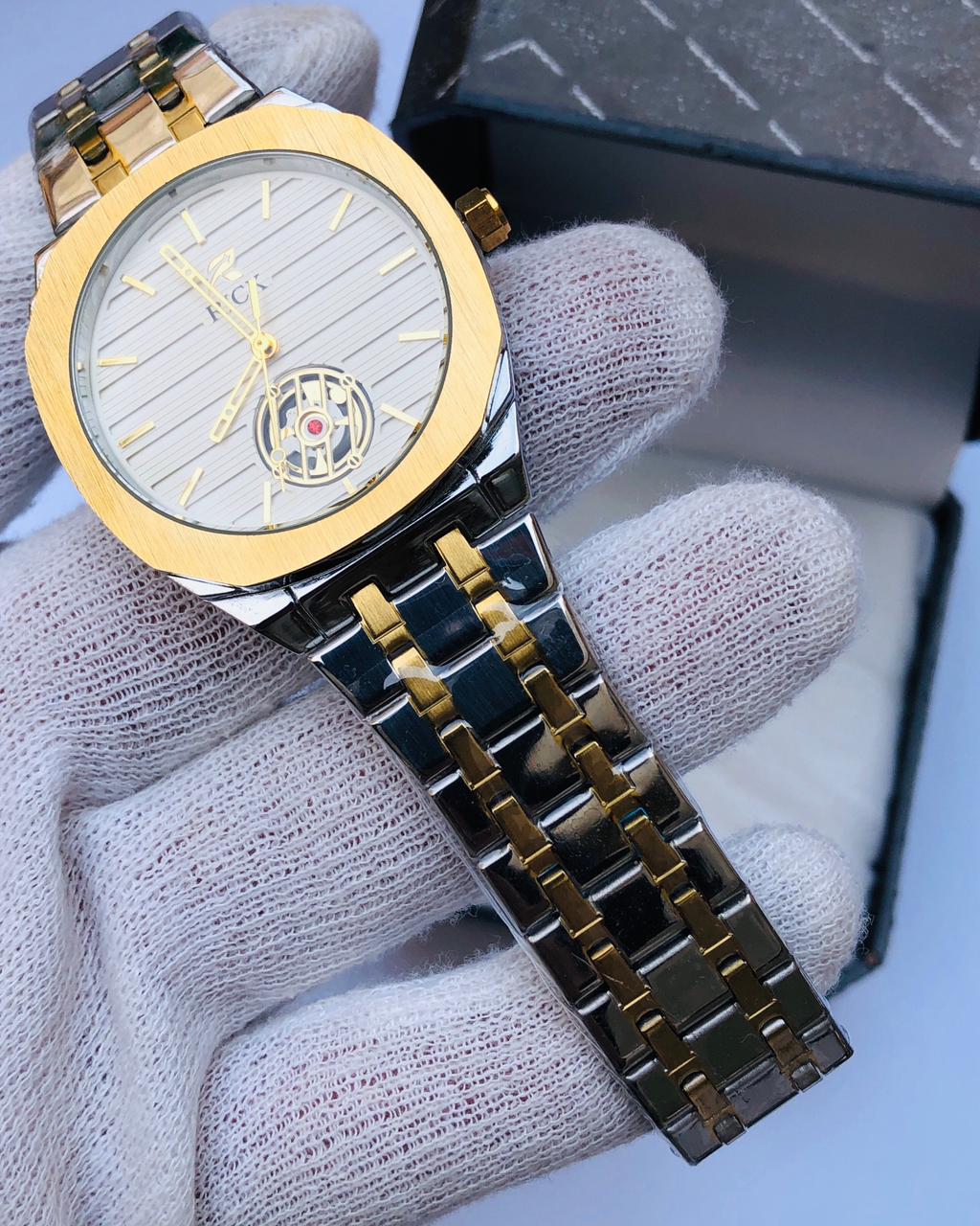 RICK Two-Tone Gold & Silver Luxury Watch – Black Dial | Article No: RK-26TT | 1 Year Warranty