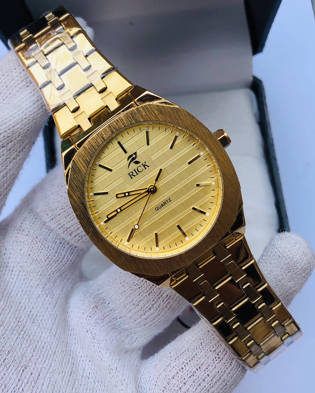 RICK Premium Gold Stainless Steel Watch for Men – Quartz Minimalist Dial | Article No: RK-2030G | 1 Year Warranty