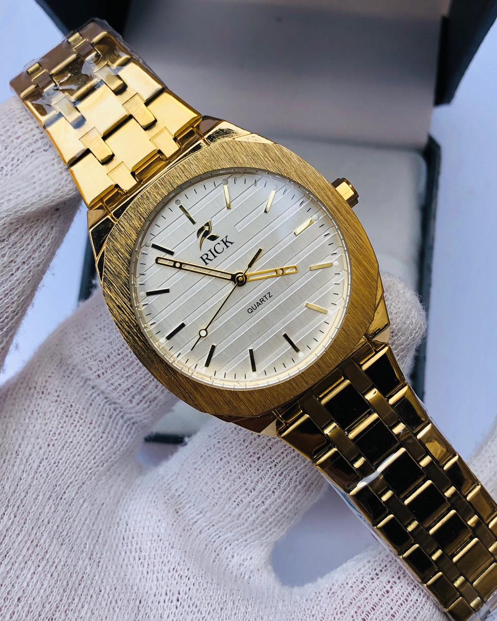 RICK Premium Gold Stainless Steel Watch for Men – Quartz Minimalist Dial | Article No: RK-2030G | 1 Year Warranty