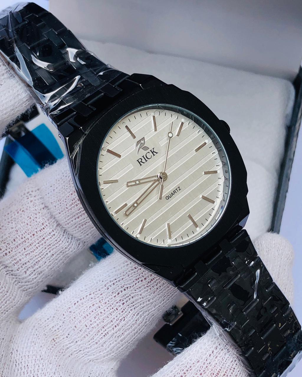 RICK All Black Luxury Stainless Steel Watch for Men – Minimalist Quartz | Article No: RK-2030B | 1 Year Warranty