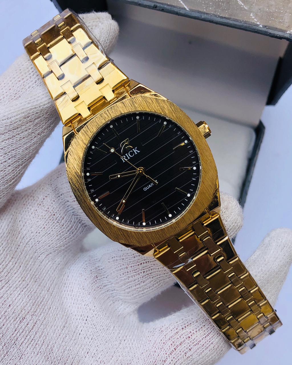 RICK Premium Gold Stainless Steel Watch for Men – Quartz Minimalist Dial | Article No: RK-2030G | 1 Year Warranty