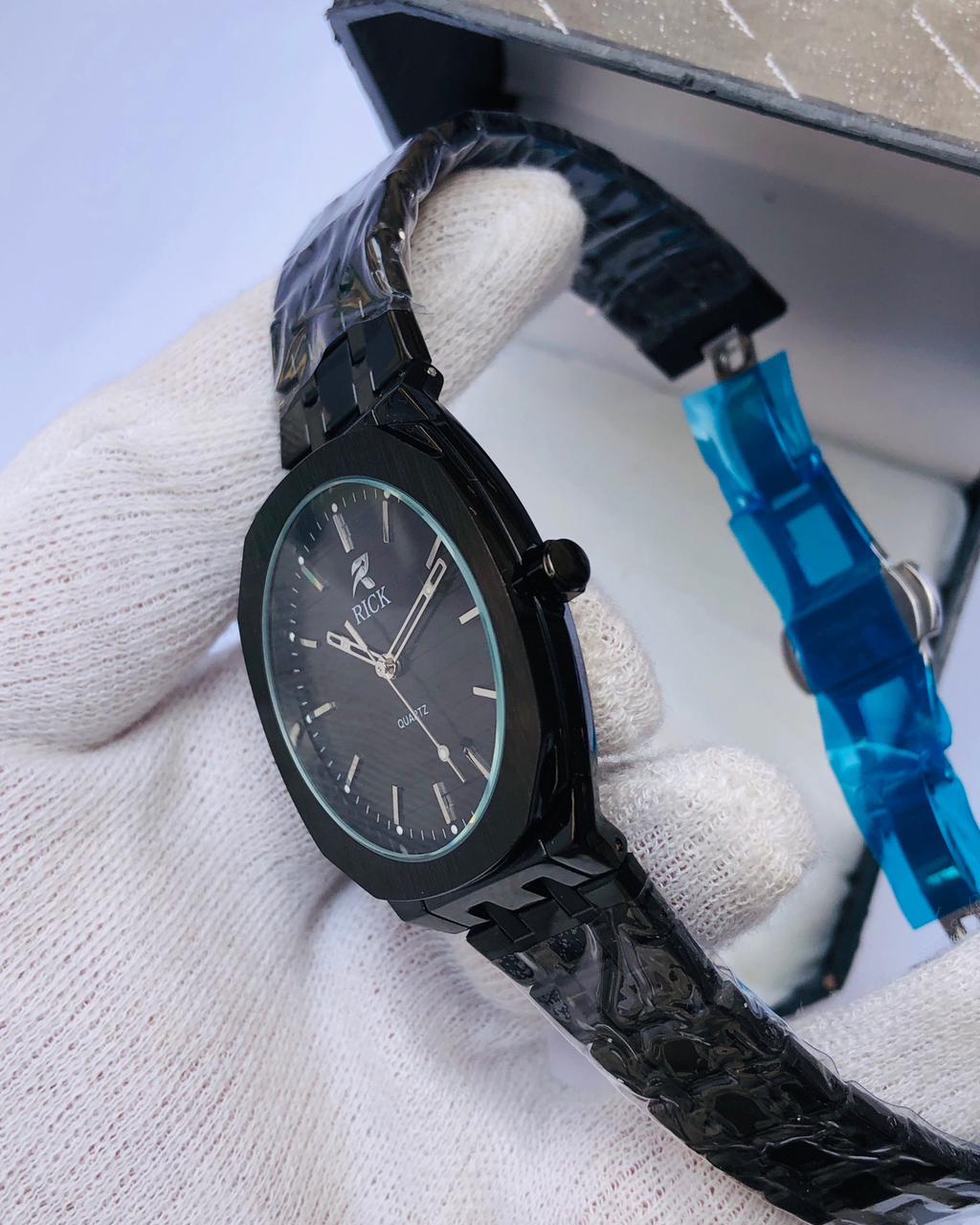 RICK All Black Luxury Stainless Steel Watch for Men – Minimalist Quartz | Article No: RK-2030B | 1 Year Warranty