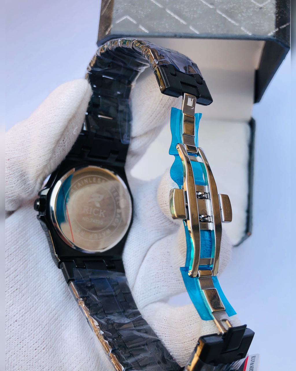 RICK Black Luxury Stainless Steel Watch for Men – Quartz Date Function | 1 Year Warranty | article 244