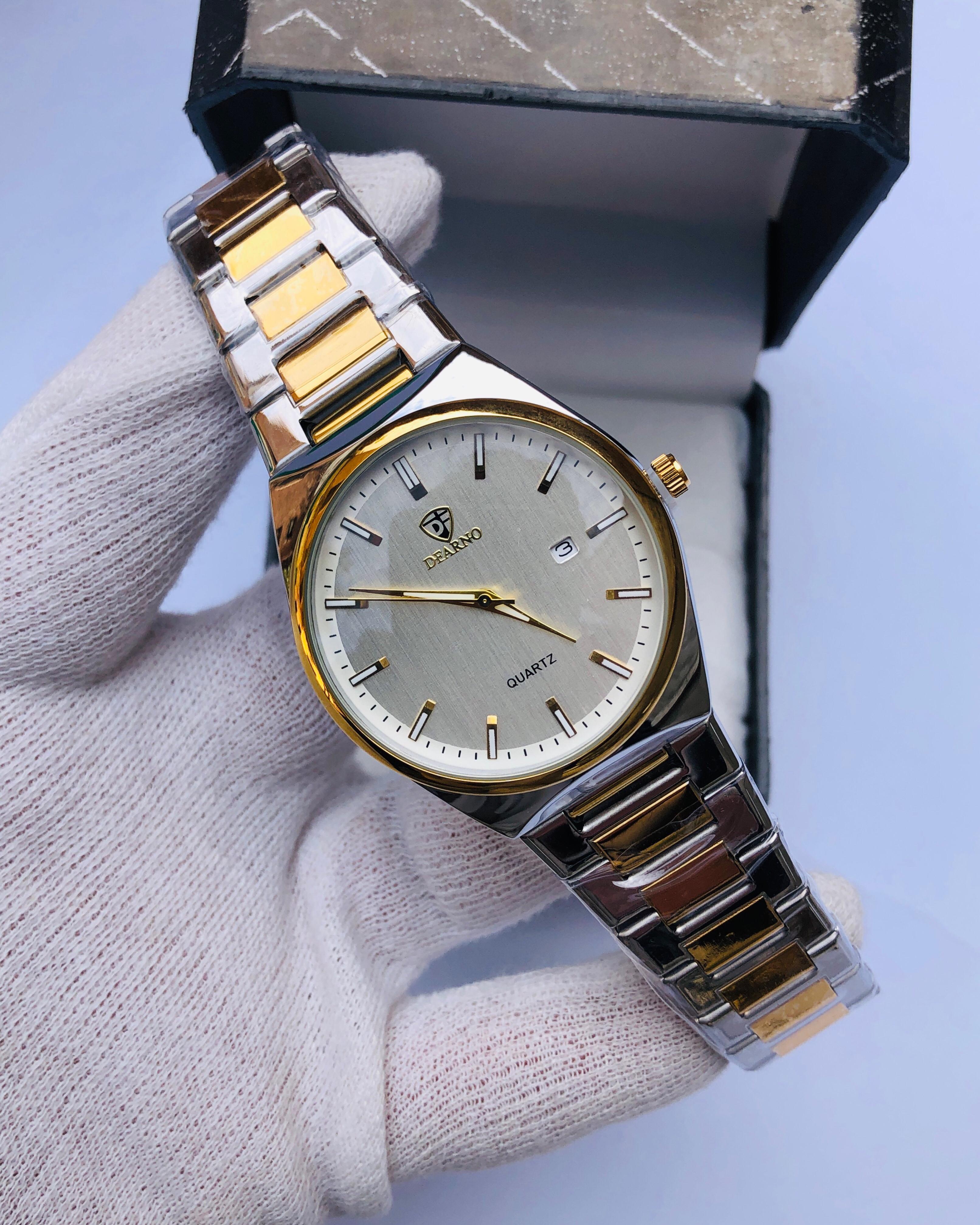 DEARNO Luxury Two-Tone Quartz Watch for Men – Sapphire Glass, Stainless Steel Strap