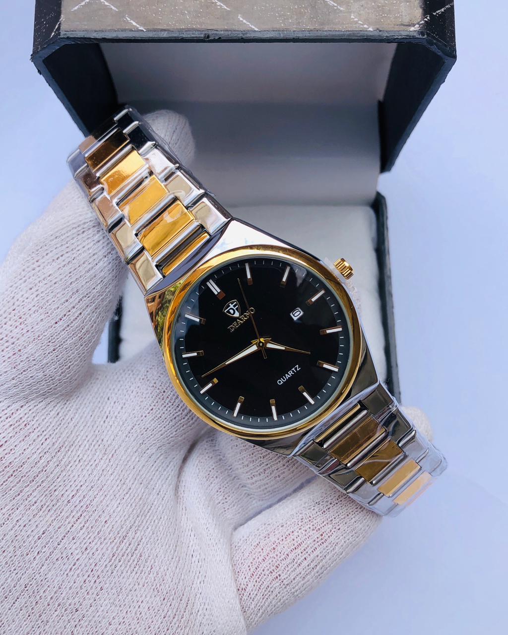 DEARNO Luxury Two-Tone Quartz Watch for Men – Sapphire Glass, Stainless Steel Strap