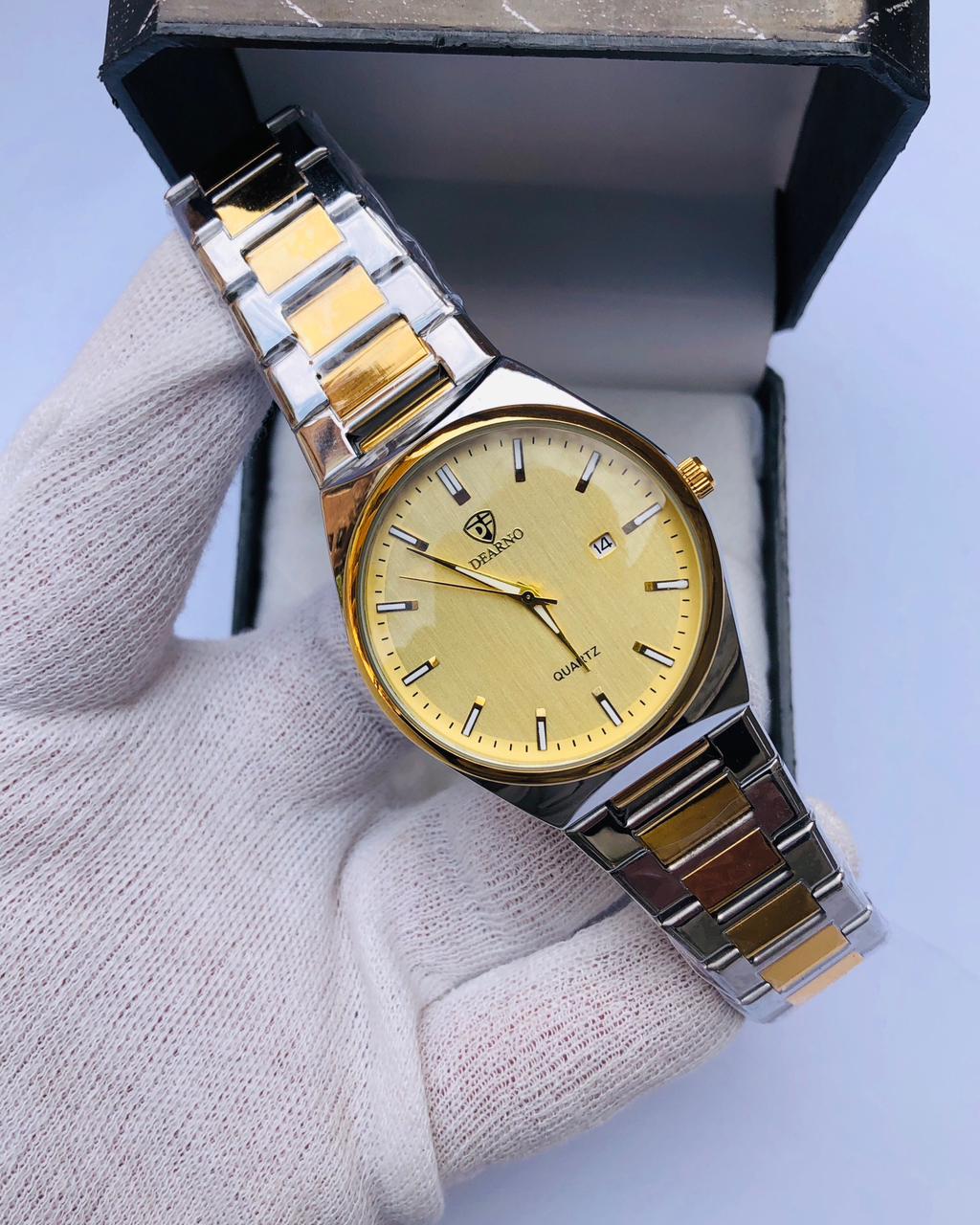 DEARNO Luxury Two-Tone Quartz Watch for Men – Sapphire Glass, Stainless Steel Strap