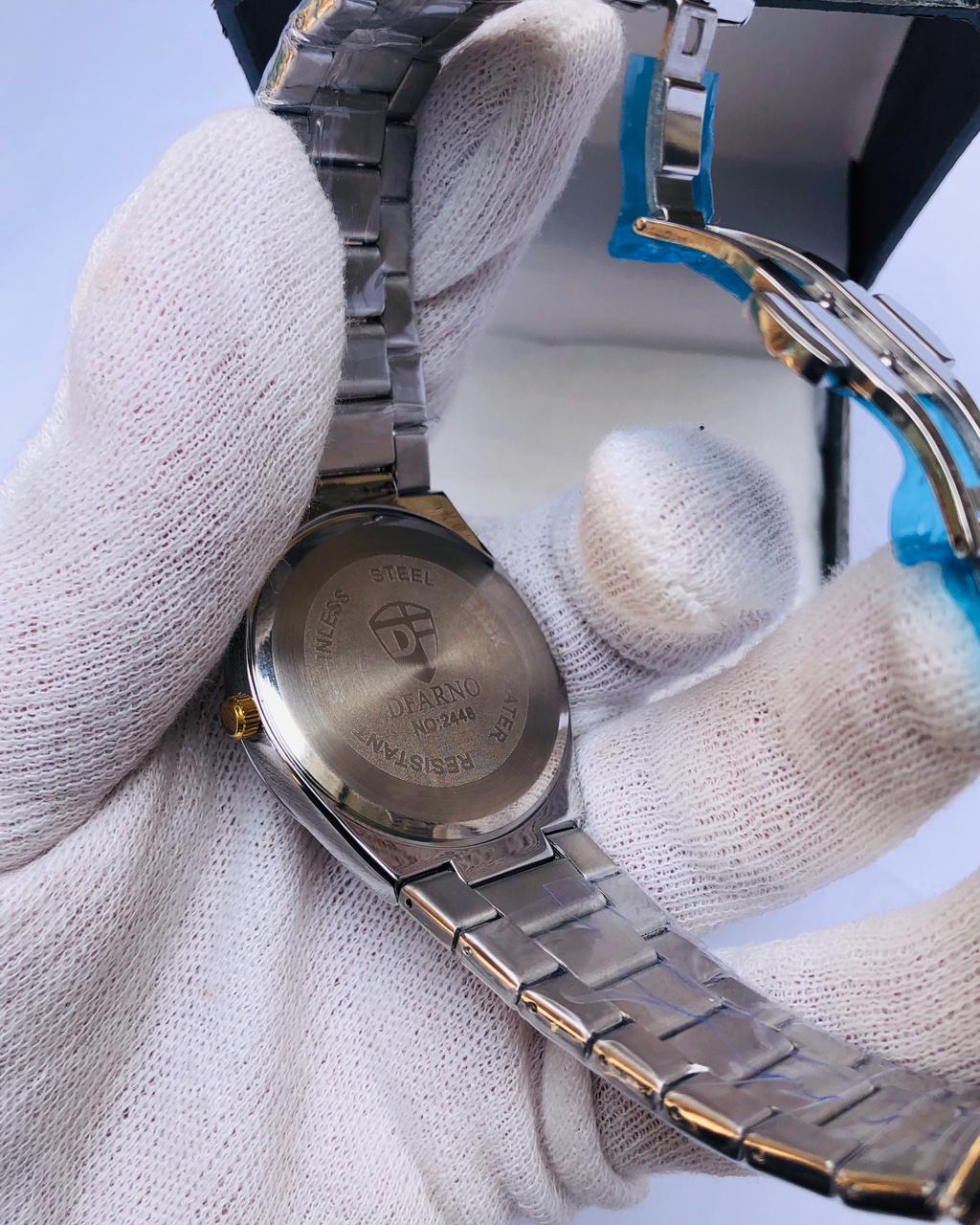 DEARNO Luxury Two-Tone Quartz Watch for Men – Sapphire Glass, Stainless Steel Strap