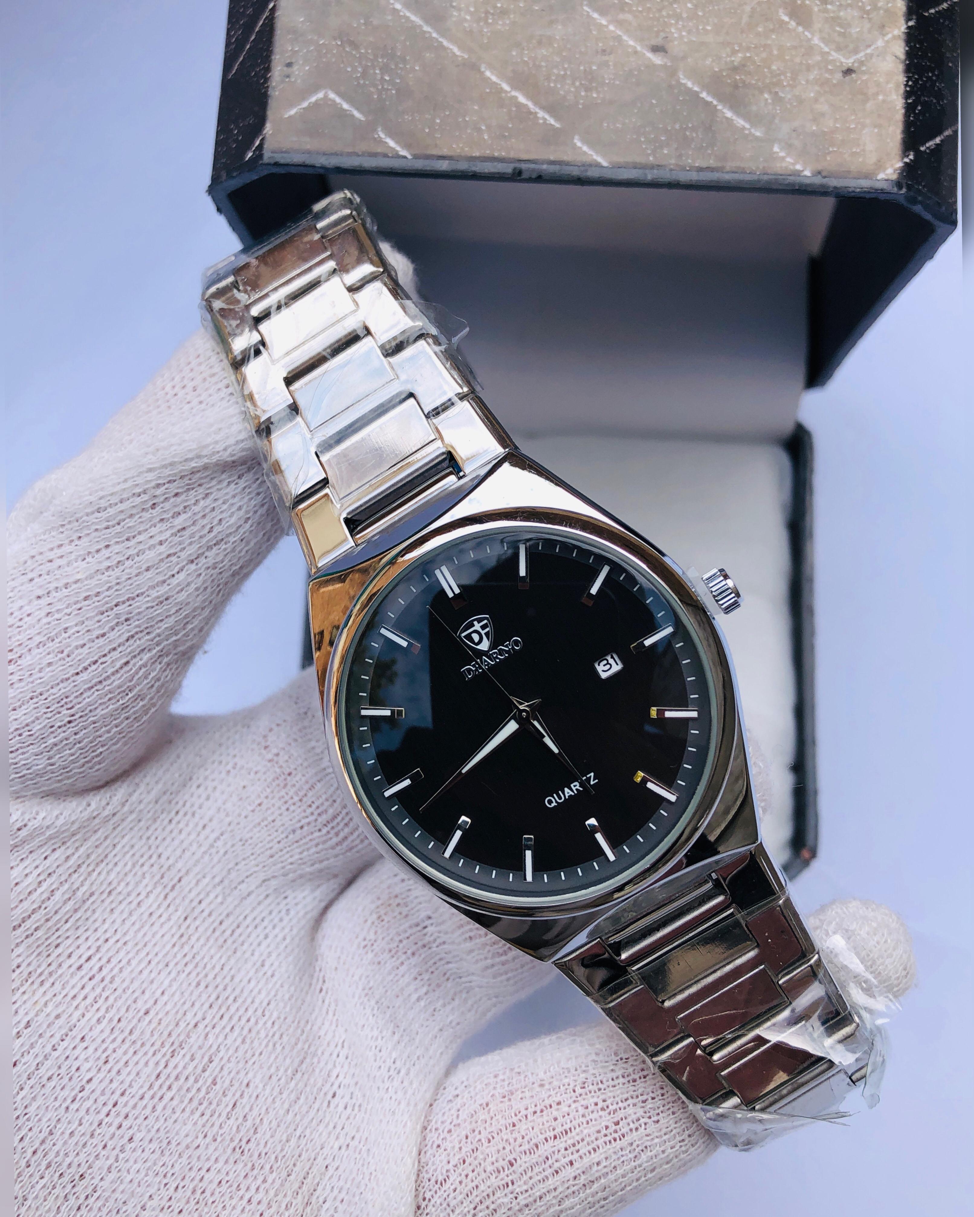 DEARNO Luxury Silver Quartz Watch for Men – Sapphire Glass, Stainless Steel Strap