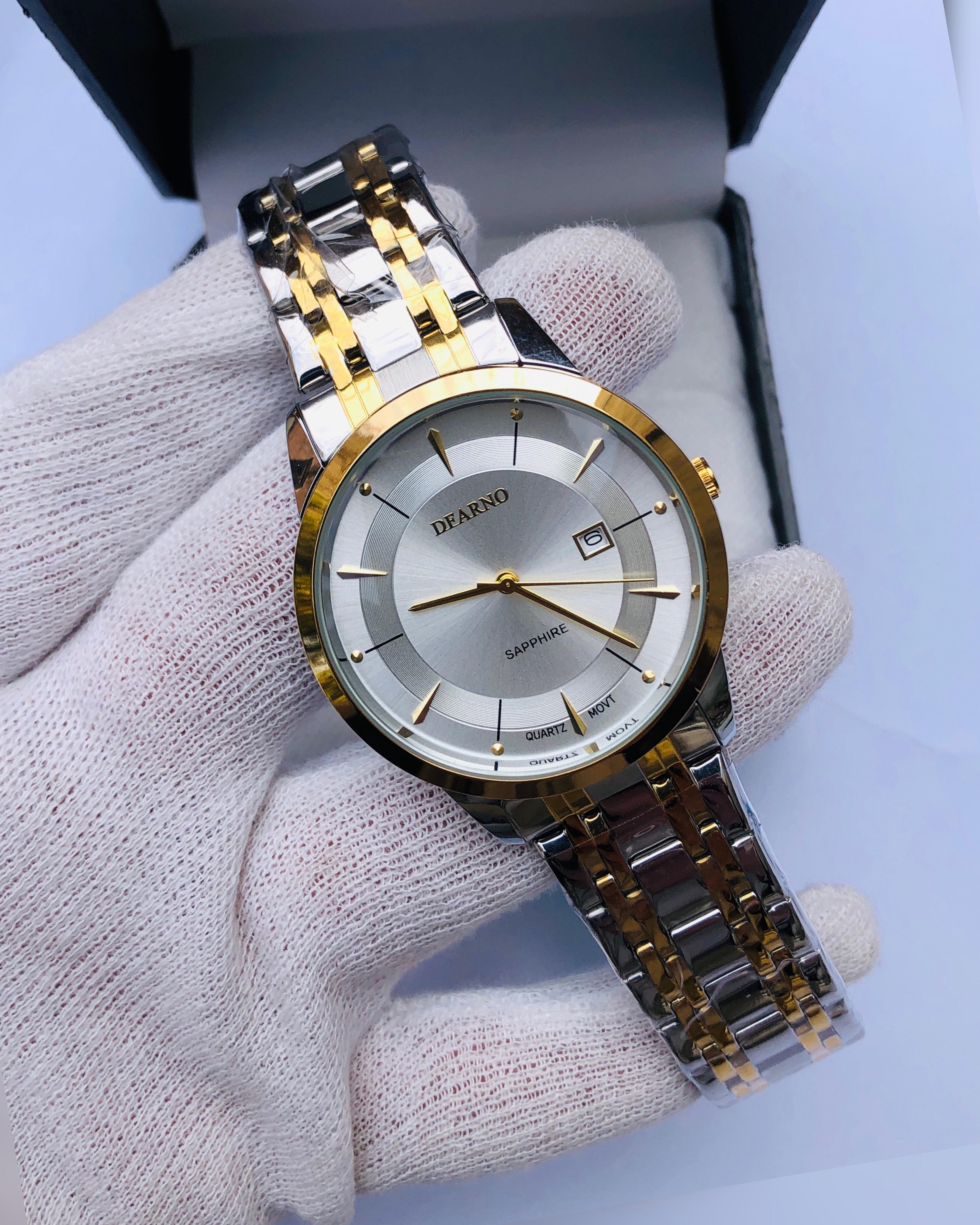 DEARNO Luxury Two-Tone Quartz Watch for Men – Sapphire Glass, Stainless Steel Premium Strap